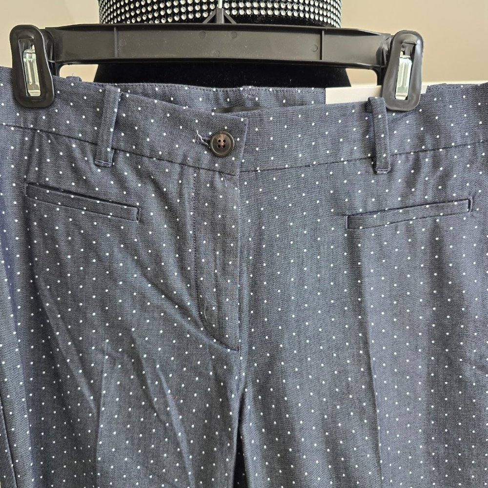 Ann Taylor Cropped Denim Blue Curvy Fit Polka Dot Mid Rise Pants Size 2 NWT